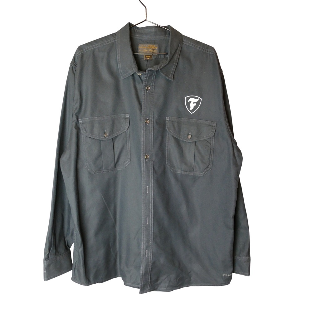 Filson Mens XL Heavyweight‎ Cotton Twill Button Down Work Shirt Charcoal Gray